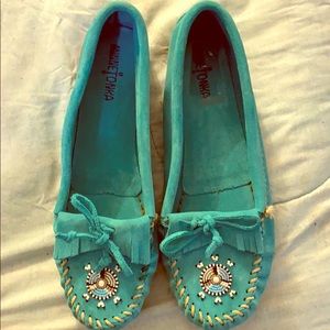 Minnetonka Teal Slippers (Moccasins)